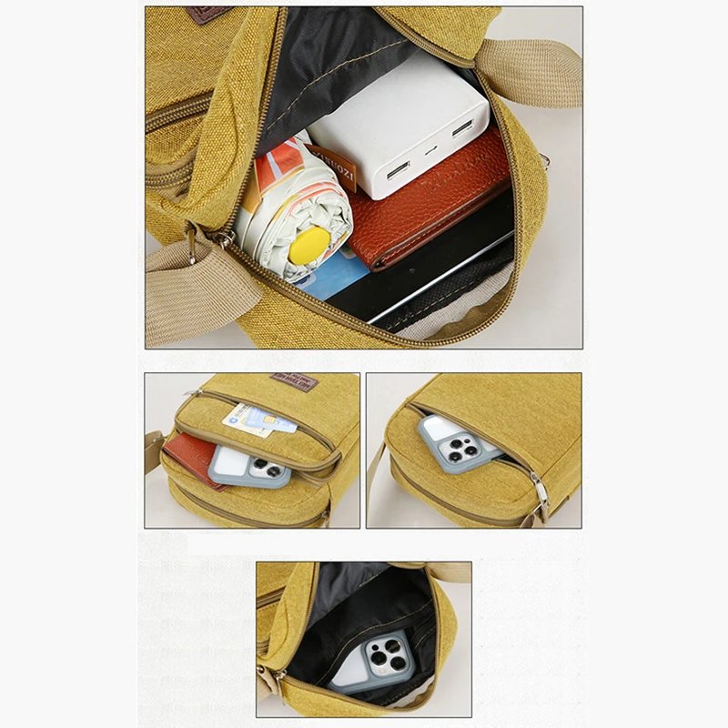 Men Canvas Shoulder Bags Casual Tote Travel Men's Crossbody Bag Luxury Messenger Bags Multi Pocket Bag Men Purses And Handbags