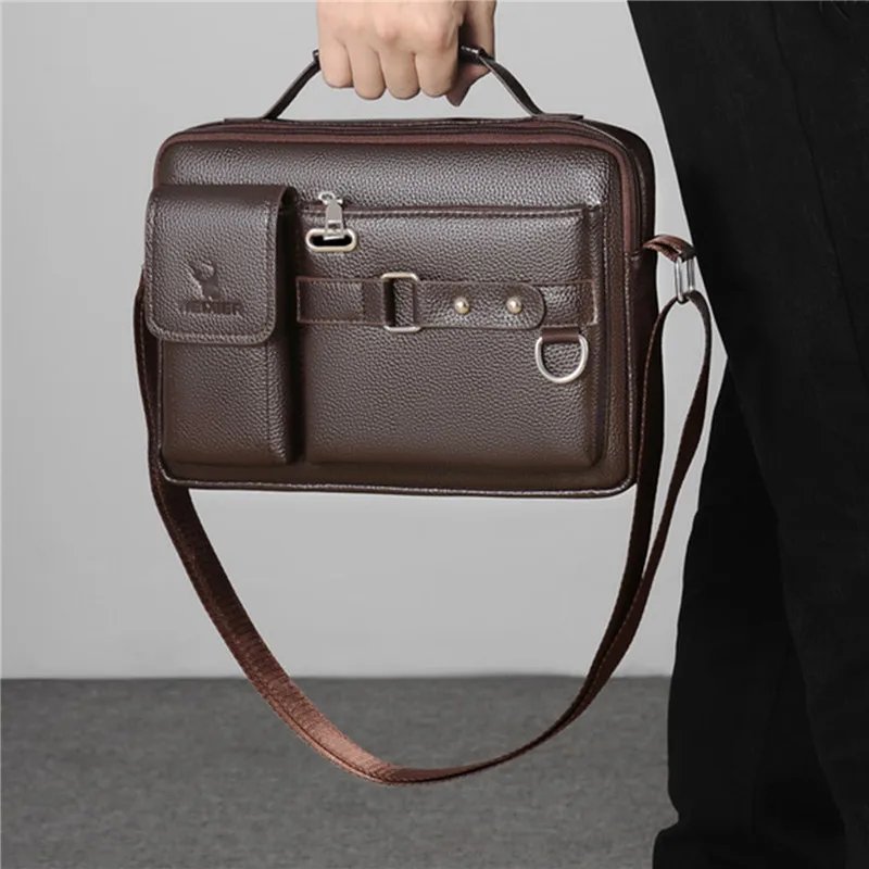 2023 Brand Men Shoulder Bag for 10.4 inches Ipad PU Leather Business Handbags Men Messenger Bags Fashion Man Crossbody Bag
