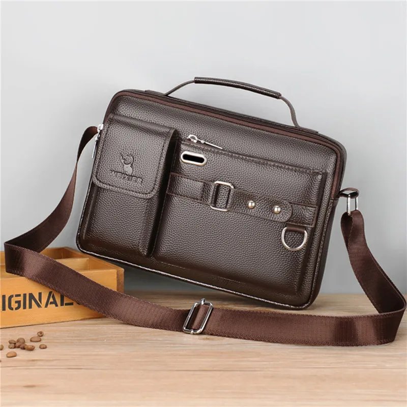 2023 Brand Men Shoulder Bag for 10.4 inches Ipad PU Leather Business Handbags Men Messenger Bags Fashion Man Crossbody Bag