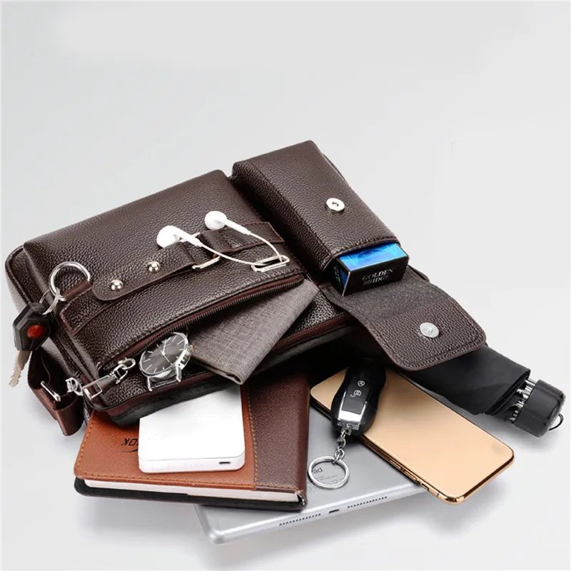 2023 Brand Men Shoulder Bag for 10.4 inches Ipad PU Leather Business Handbags Men Messenger Bags Fashion Man Crossbody Bag