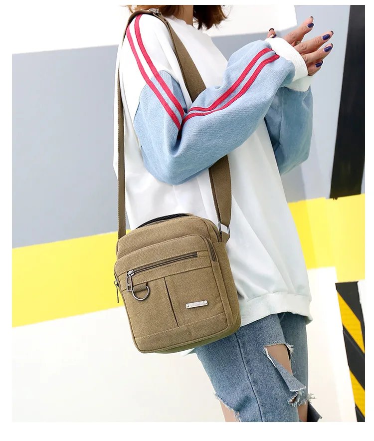 Shoulder Bag Men's New Korean Style Canvas Messenger Bag Outdoor Leisure Travel Portable Shoulder Bag Purse Handbag