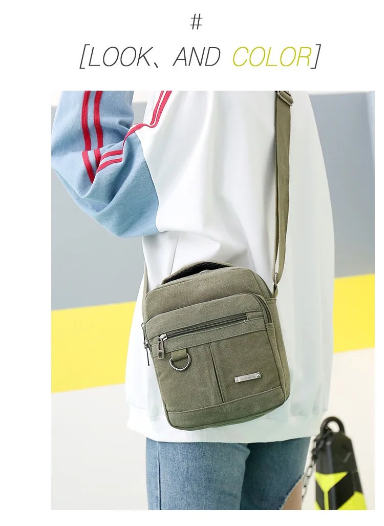 Shoulder Bag Men's New Korean Style Canvas Messenger Bag Outdoor Leisure Travel Portable Shoulder Bag Purse Handbag