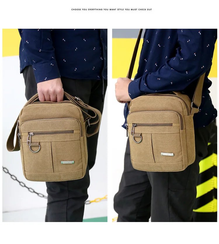 Shoulder Bag Men's New Korean Style Canvas Messenger Bag Outdoor Leisure Travel Portable Shoulder Bag Purse Handbag