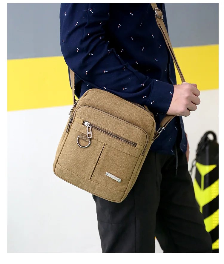 Shoulder Bag Men's New Korean Style Canvas Messenger Bag Outdoor Leisure Travel Portable Shoulder Bag Purse Handbag