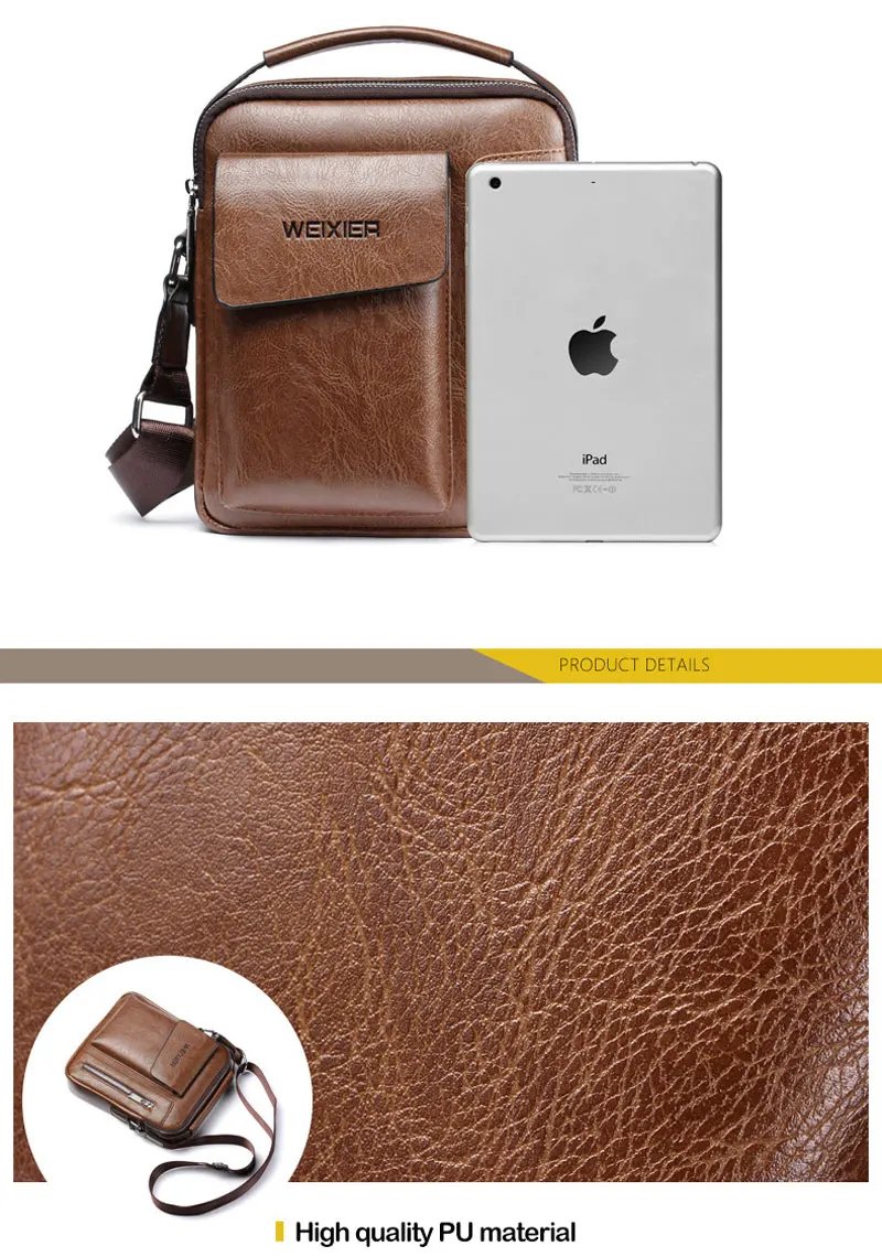 Men Shoulder Bags Crossbody Bag Multi-function Men's Handbags Capacity PU Leather Bag For Male Messenger Bags Tote Bag