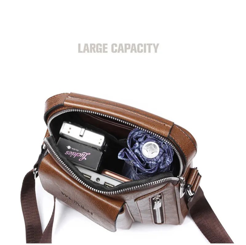 Men Shoulder Bags Crossbody Bag Multi-function Men's Handbags Capacity PU Leather Bag For Male Messenger Bags Tote Bag