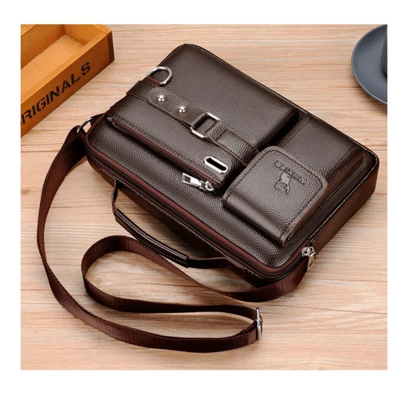 Large-capacity Shoulder Bag Leather Men's Messenger Bag Business Commuter Handbag Waterproof Wear-resistant Can Be Stored