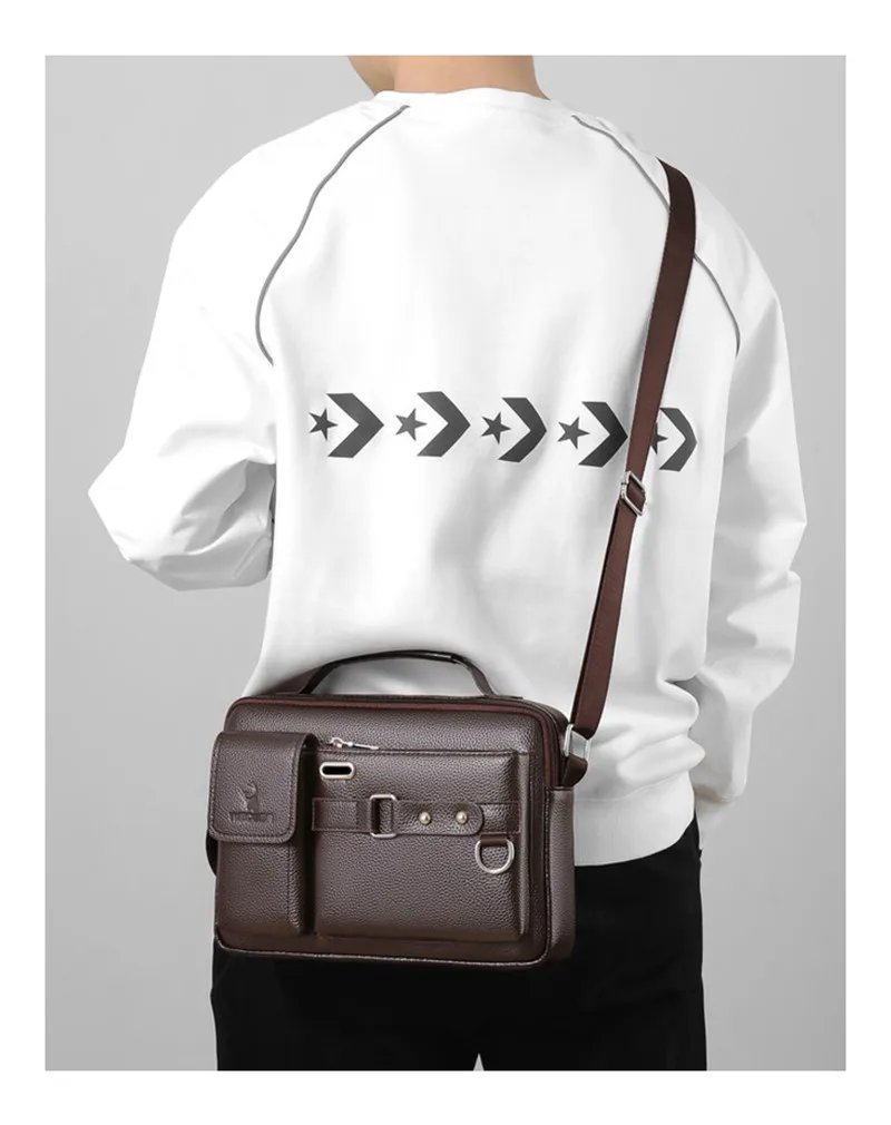 Large-capacity Shoulder Bag Leather Men's Messenger Bag Business Commuter Handbag Waterproof Wear-resistant Can Be Stored