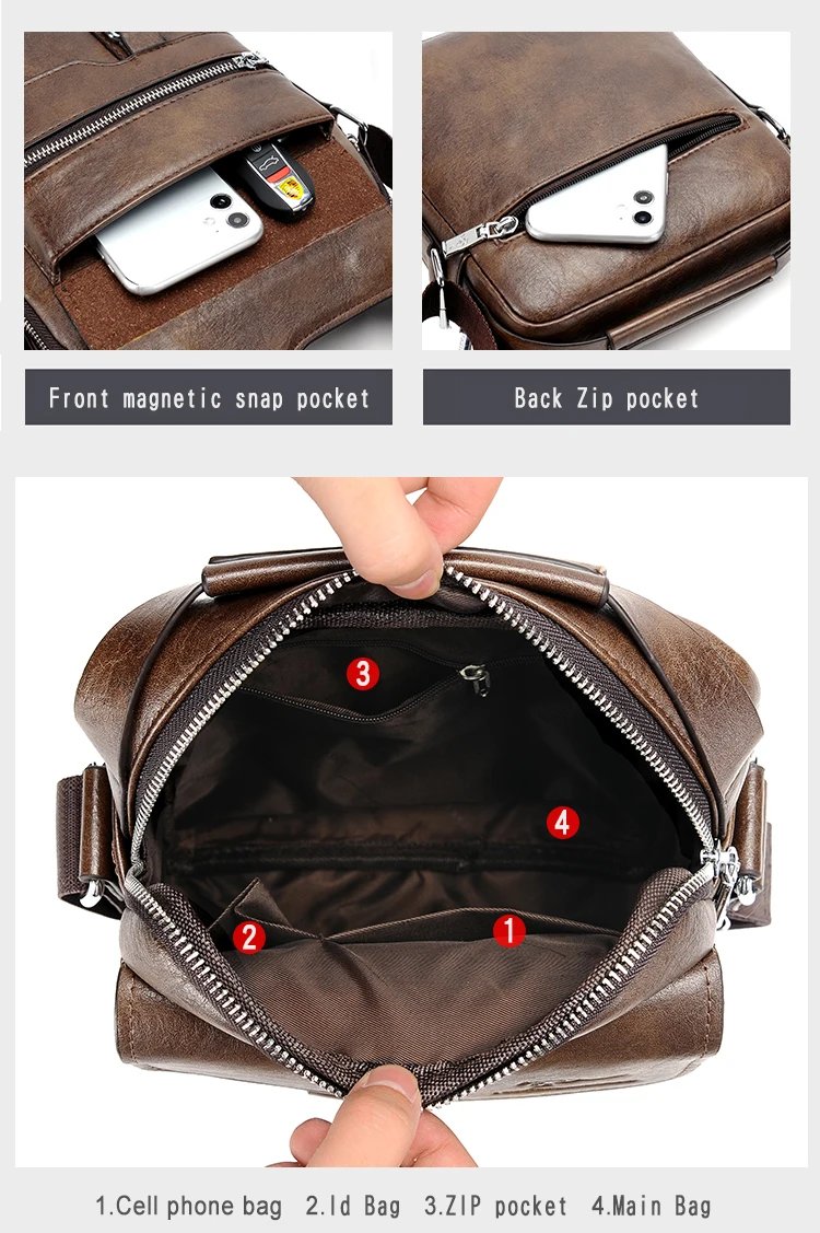 Luxury Brand Men Sling Bag Leather Side Shoulder Bag For Men Husband Gift Business Messenger Crossbody Bag Male Handbag