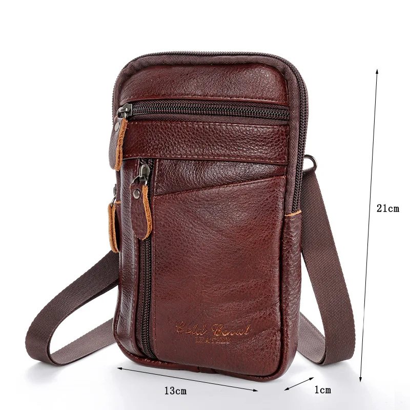 Solid Color Genuine Leather Shoulder Waist Bags Men Fanny Belt Packs Phone Pouch Casual Crossbody Bags сумка мужская