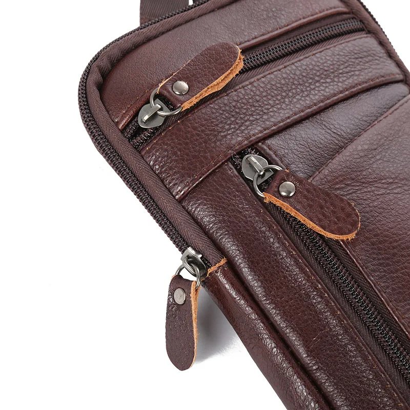 Solid Color Genuine Leather Shoulder Waist Bags Men Fanny Belt Packs Phone Pouch Casual Crossbody Bags сумка мужская