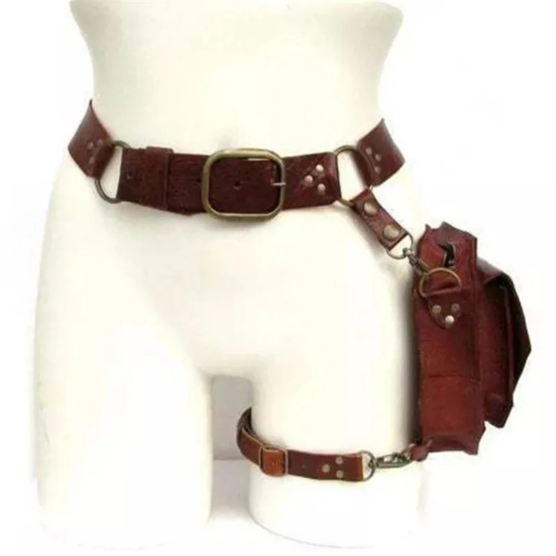 Punk Retro PU Waist Bag Casual Small Square Hip Packs For women's Crossbody Cross Multi-function Outdoor Leg Phone Pouch