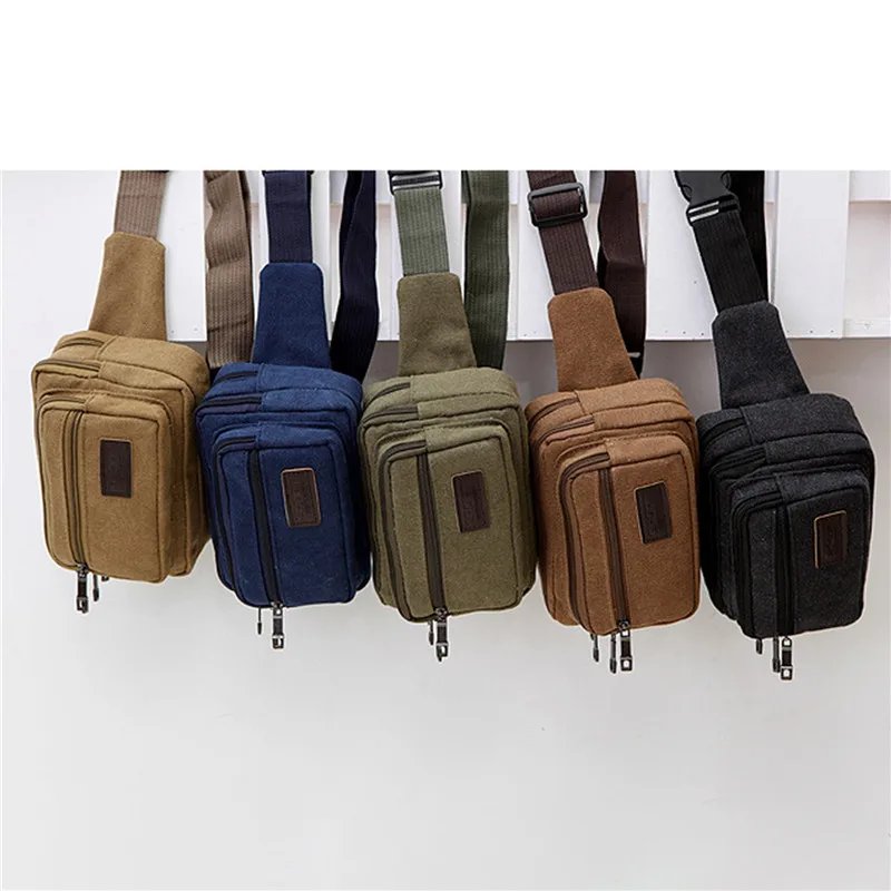 Canvas Waist Bag Outdoor Sports Multifunctional Male Waist Pack High Quality Durable High-capacity Bags Portable Phone Purse