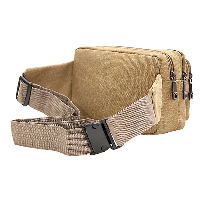 Canvas Waist Bag Outdoor Sports Multifunctional Male Waist Pack High Quality Durable High-capacity Bags Portable Phone Purse