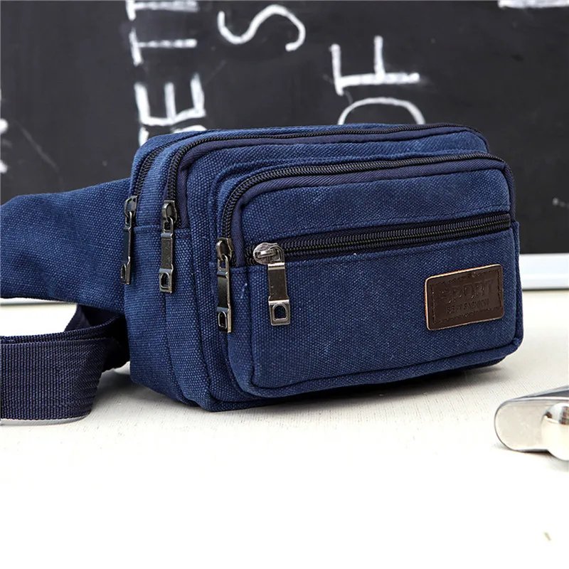 Canvas Waist Bag Outdoor Sports Multifunctional Male Waist Pack High Quality Durable High-capacity Bags Portable Phone Purse