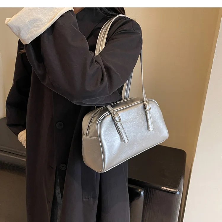 Woman's Boston Shoulder Crossbody Bag Monochrome Fashion Handbag with Adjustable Straps armpit Bag for Work Shopping Travel