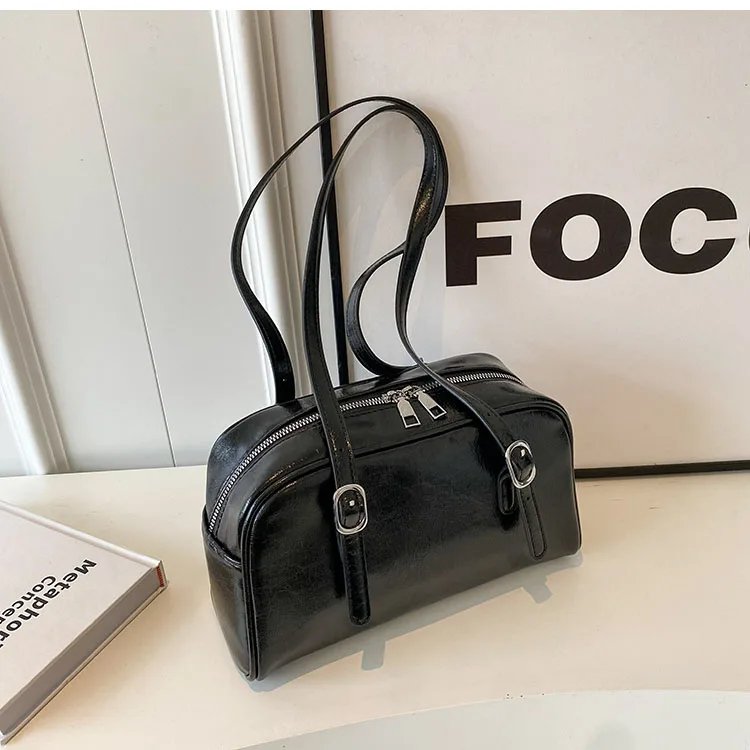 Woman's Boston Shoulder Crossbody Bag Monochrome Fashion Handbag with Adjustable Straps armpit Bag for Work Shopping Travel