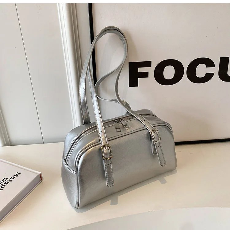 Woman's Boston Shoulder Crossbody Bag Monochrome Fashion Handbag with Adjustable Straps armpit Bag for Work Shopping Travel