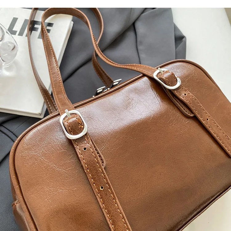 Woman's Boston Shoulder Crossbody Bag Monochrome Fashion Handbag with Adjustable Straps armpit Bag for Work Shopping Travel