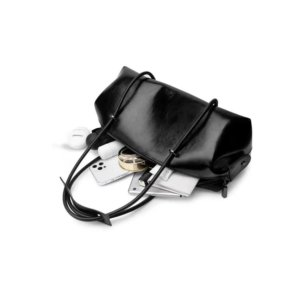 Women Vintage Boston Handbag Pu Leather Motor Tyle Pillow Shoulder Bag Large Capacity Simple Black Square Bags for Hot Girl New