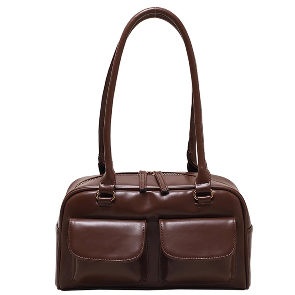 Retro Red Women Shoulder Underarm Bags PU Leather Multi Pocket Ladies Satchel Hobo Bag Luxury Designer Handbag Female Tote Purse