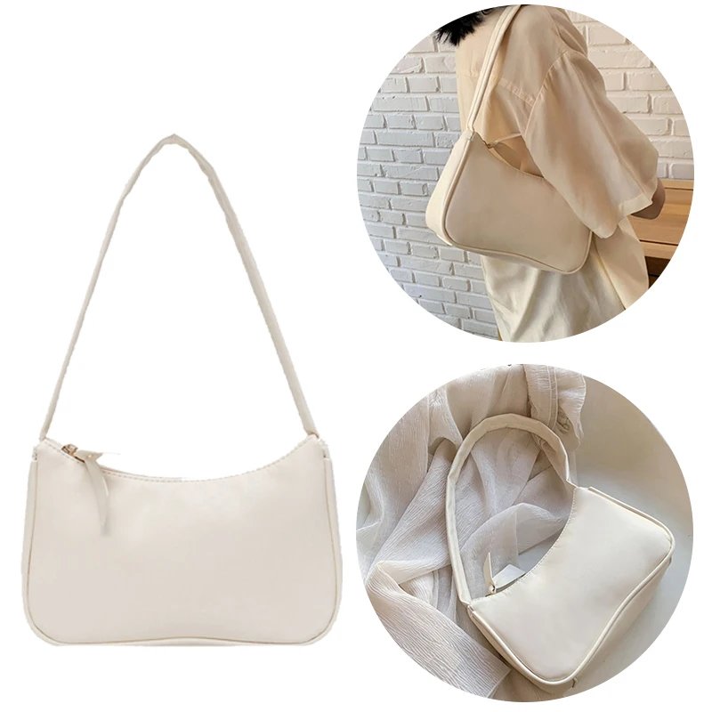 1Pc Retro forearm bag women's bow handbag PU leather baguette bag