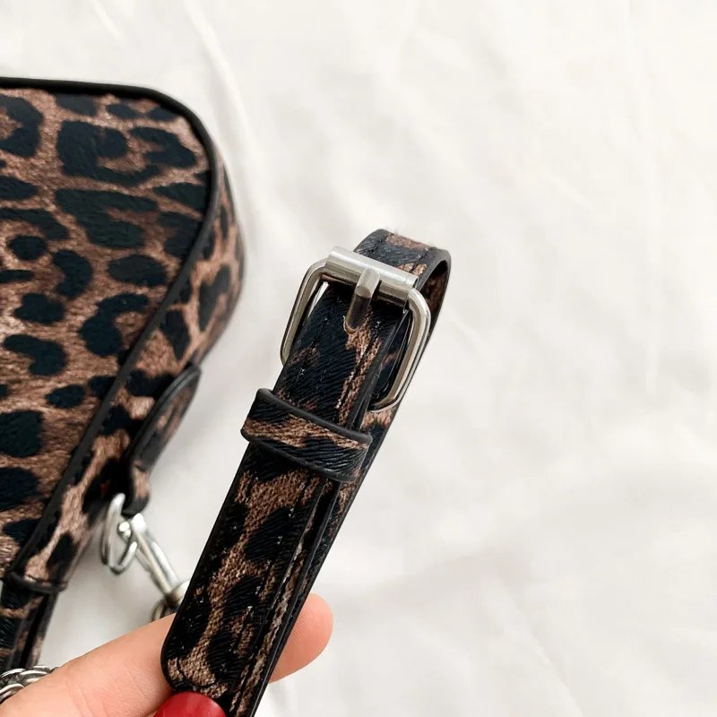 French Style Underarm Bag For Women Brown Black Leopard Handbag Clutch Bag Female Vintage PU Leather Crossbody Bags Versatile