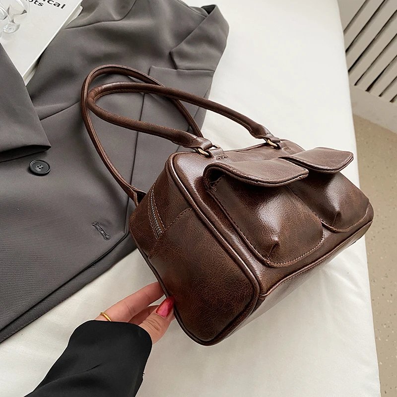 Small Double Pockets Shoulder Bags for Women 2023 New Fashion Trend Designer Underarm Bag Female Handbags and Purses