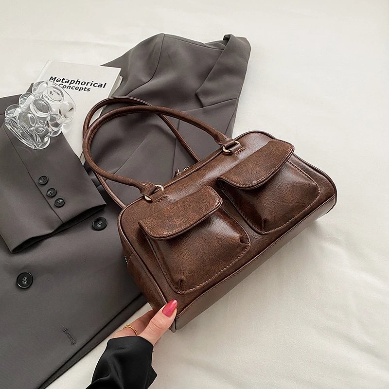 Small Double Pockets Shoulder Bags for Women 2023 New Fashion Trend Designer Underarm Bag Female Handbags and Purses