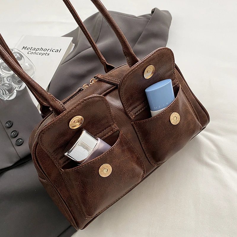 Small Double Pockets Shoulder Bags for Women 2023 New Fashion Trend Designer Underarm Bag Female Handbags and Purses