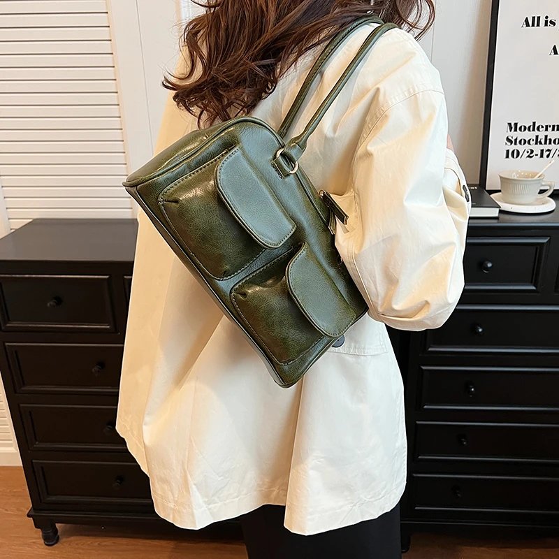 Small Double Pockets Shoulder Bags for Women 2023 New Fashion Trend Designer Underarm Bag Female Handbags and Purses