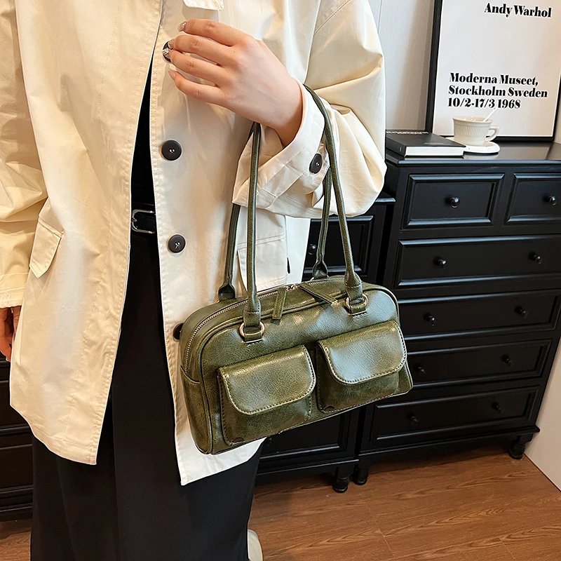 Small Double Pockets Shoulder Bags for Women 2023 New Fashion Trend Designer Underarm Bag Female Handbags and Purses