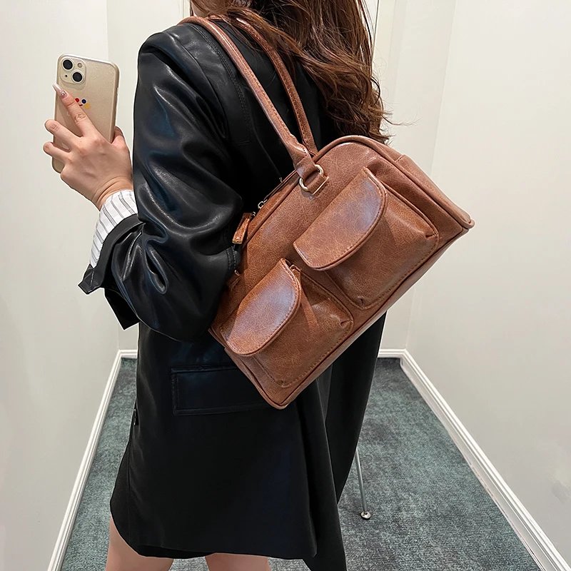 Small Double Pockets Shoulder Bags for Women 2023 New Fashion Trend Designer Underarm Bag Female Handbags and Purses