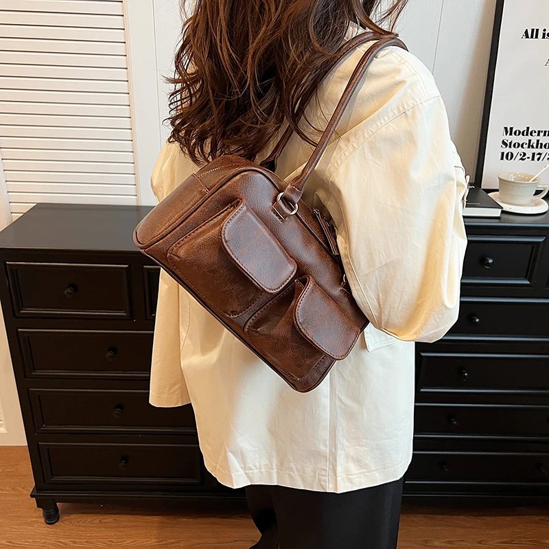 Small Double Pockets Shoulder Bags for Women 2023 New Fashion Trend Designer Underarm Bag Female Handbags and Purses