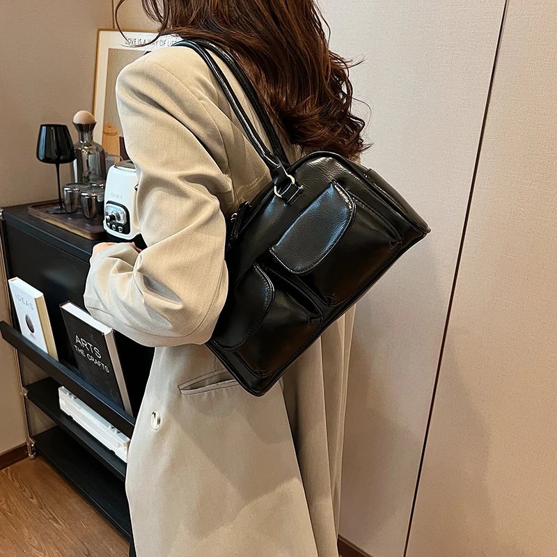 Small Double Pockets Shoulder Bags for Women 2023 New Fashion Trend Designer Underarm Bag Female Handbags and Purses