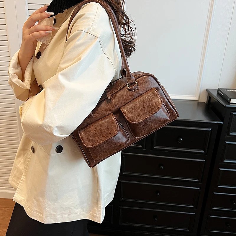 Small Double Pockets Shoulder Bags for Women 2023 New Fashion Trend Designer Underarm Bag Female Handbags and Purses