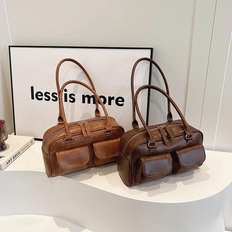 Small Double Pockets Shoulder Bags for Women 2023 New Fashion Trend Designer Underarm Bag Female Handbags and Purses