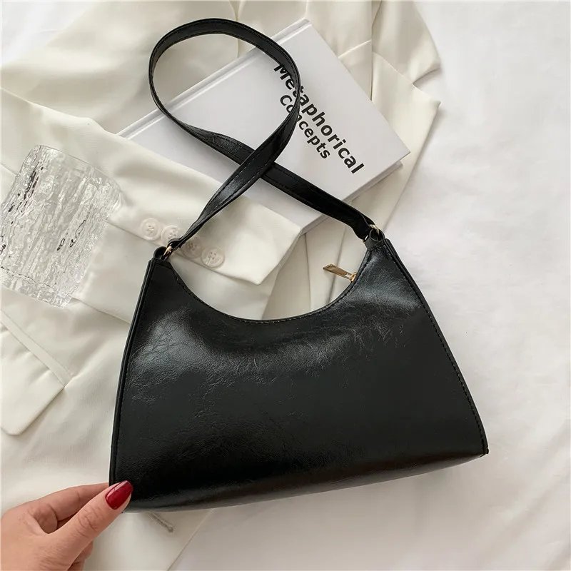 Vintage Solid Color PU Leather Women Fashion Shoulder Sling Bag High-Capacity Simple Wide Strap Bucket Crossbody Bag Commuting