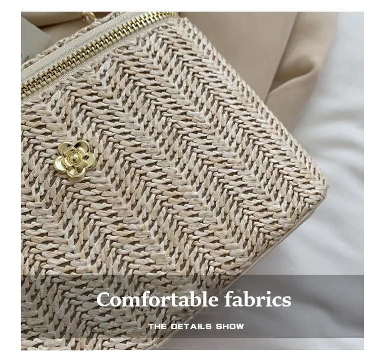 Mini Straw Bucket Crossbody bag For Women 2021 Summer Weave Women's Brand Handbags And Purses Fashion Chain Simple Shoulder Bags