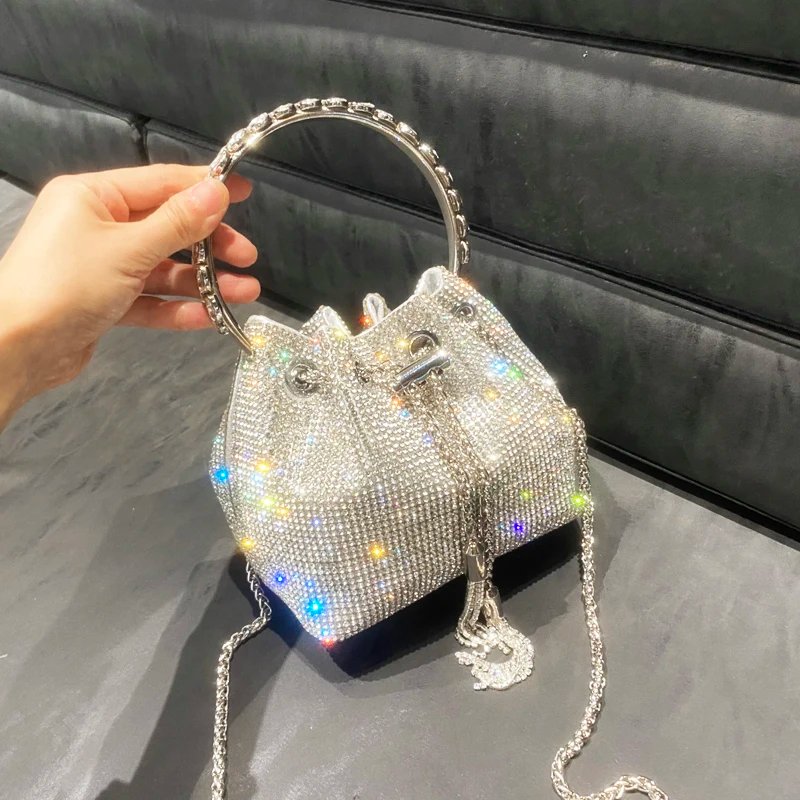 purses and handbags bags for women luxury Designer bucket clutch purse evening banquet bag Crystal rhinestone shoulder bag