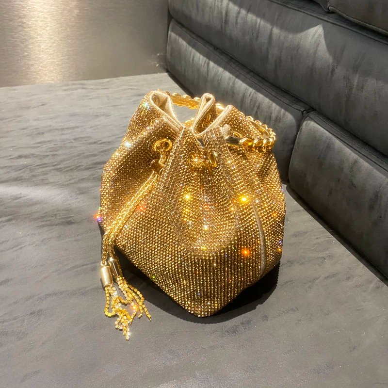 purses and handbags bags for women luxury Designer bucket clutch purse evening banquet bag Crystal rhinestone shoulder bag