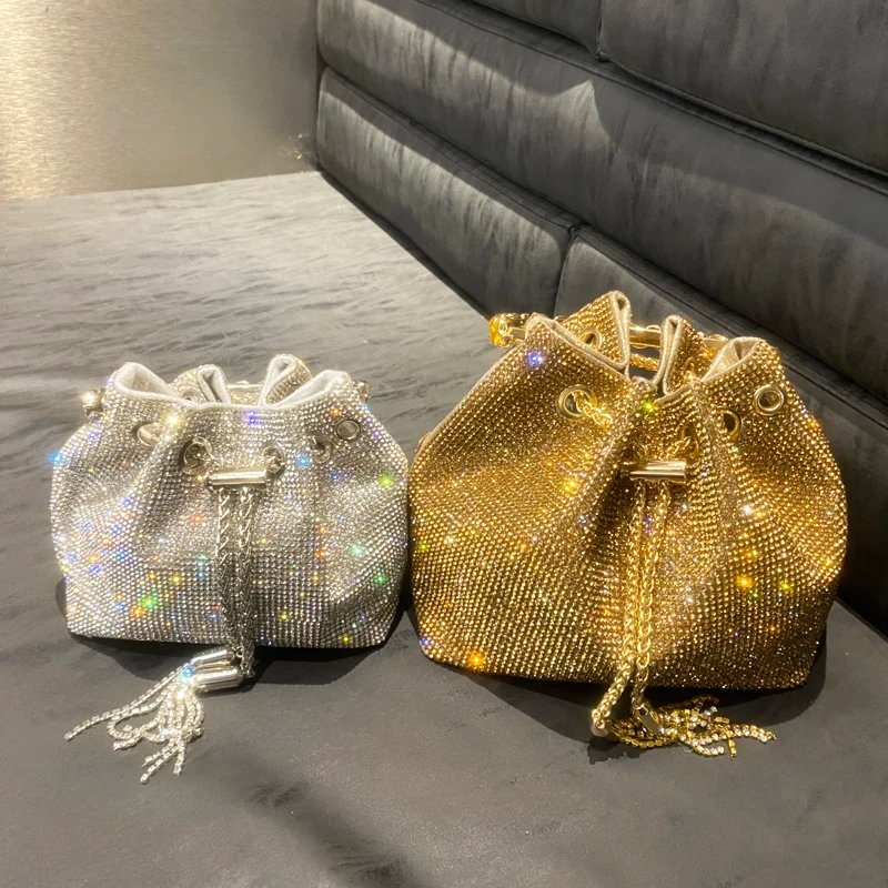 purses and handbags bags for women luxury Designer bucket clutch purse evening banquet bag Crystal rhinestone shoulder bag