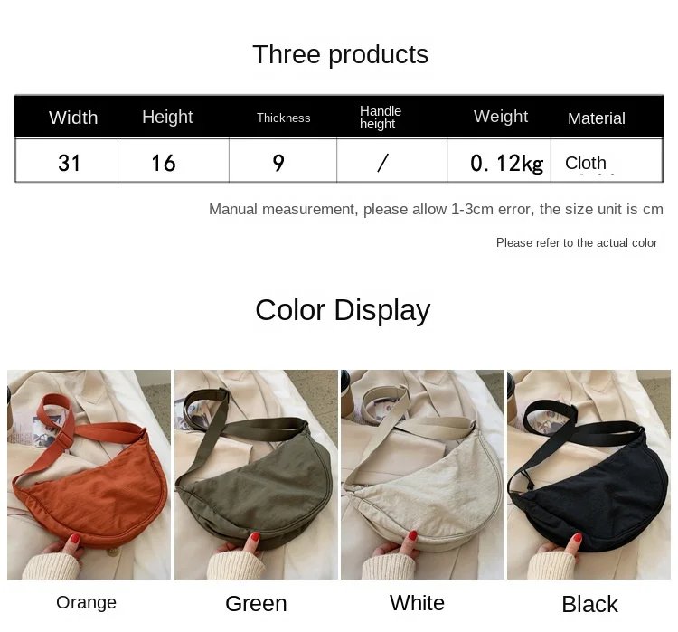 Casual Nylon Hobos Crossbody Bag for Women Designer Shoulder Bags Large Capacity Tote Lady Travel Shopper Bag Female Purses 2023