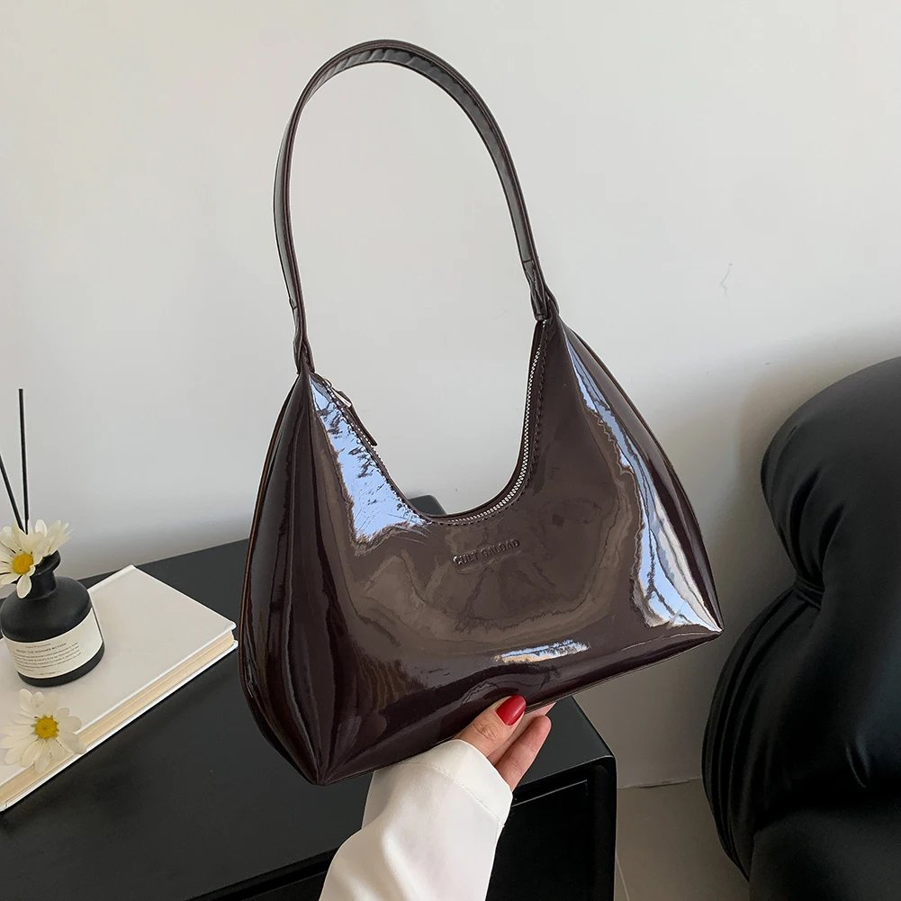 Women's Bag Patent Leather Tote Bag Versatile Fashion Shoulder Bag Satchel Hobo Bag Girl Brand Designer Zipper Small Handbags