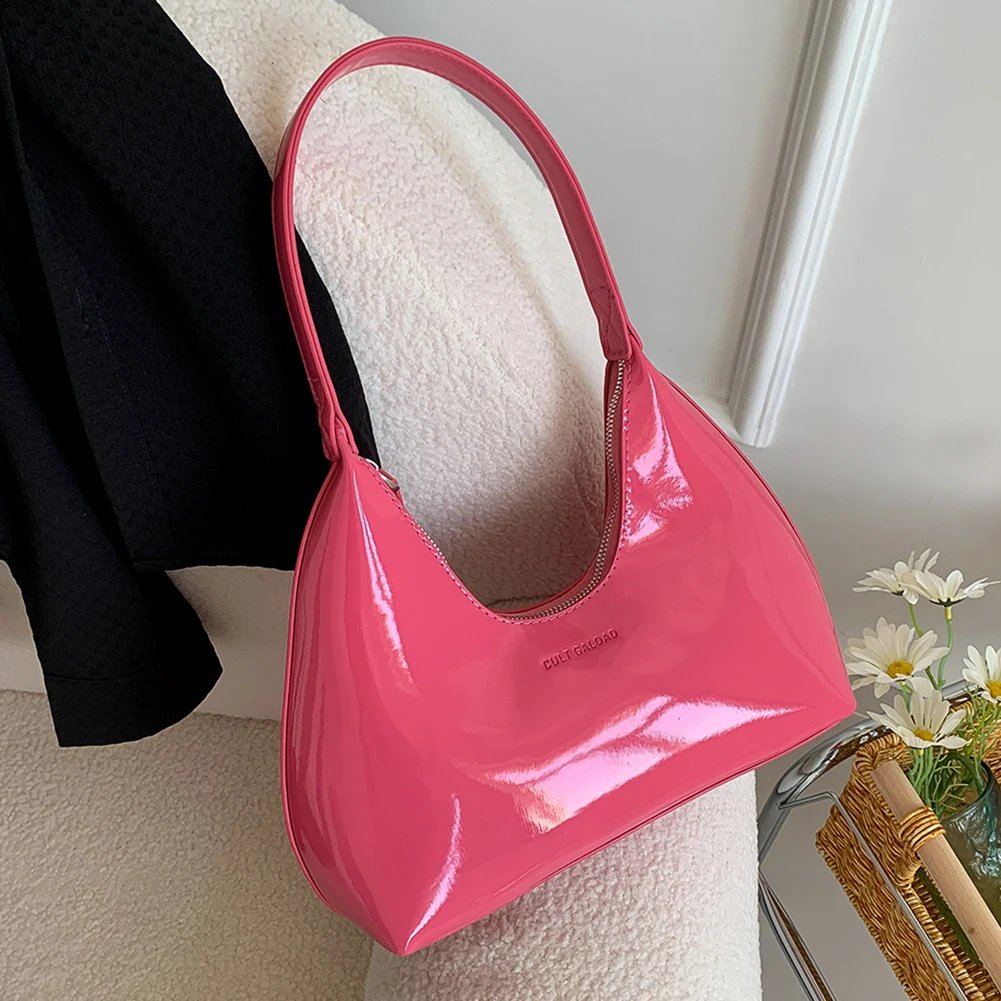 Women's Bag Patent Leather Tote Bag Versatile Fashion Shoulder Bag Satchel Hobo Bag Girl Brand Designer Zipper Small Handbags