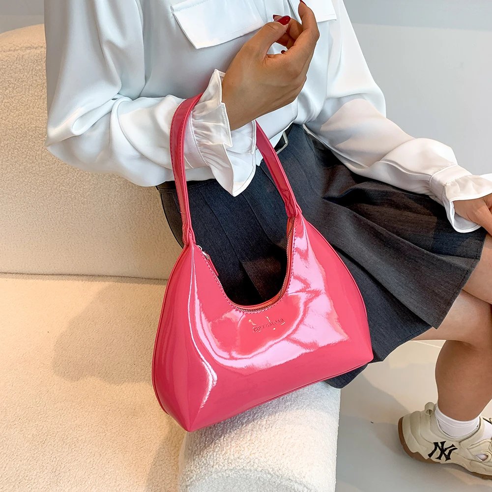 Women's Bag Patent Leather Tote Bag Versatile Fashion Shoulder Bag Satchel Hobo Bag Girl Brand Designer Zipper Small Handbags