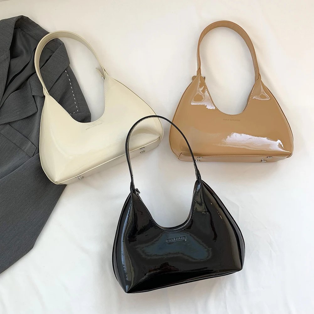 Women's Bag Patent Leather Tote Bag Versatile Fashion Shoulder Bag Satchel Hobo Bag Girl Brand Designer Zipper Small Handbags