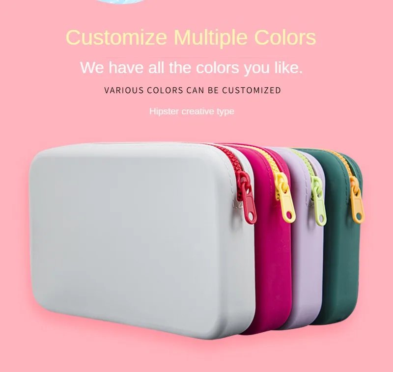 Small Square Silicone Cosmetic Storage Bag  Large Capacity Travel Makeup Brush Holder Portable Cosmetic Waterproof Organizer