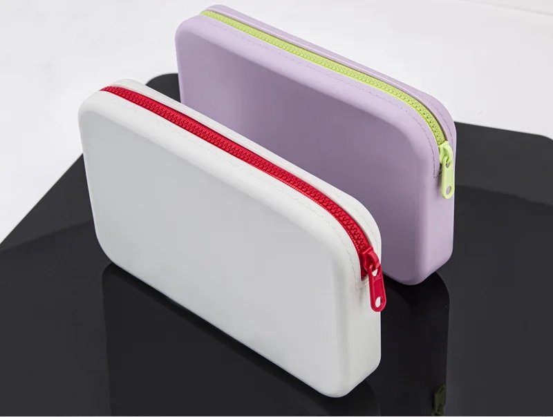 Small Square Silicone Cosmetic Storage Bag  Large Capacity Travel Makeup Brush Holder Portable Cosmetic Waterproof Organizer