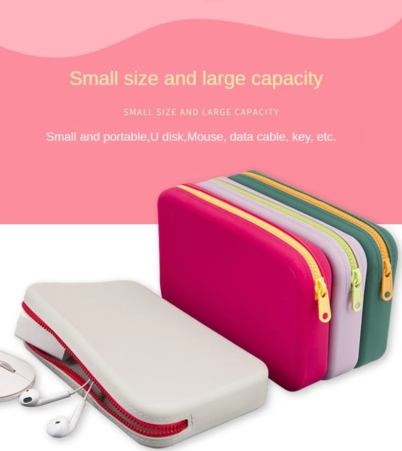 Small Square Silicone Cosmetic Storage Bag  Large Capacity Travel Makeup Brush Holder Portable Cosmetic Waterproof Organizer